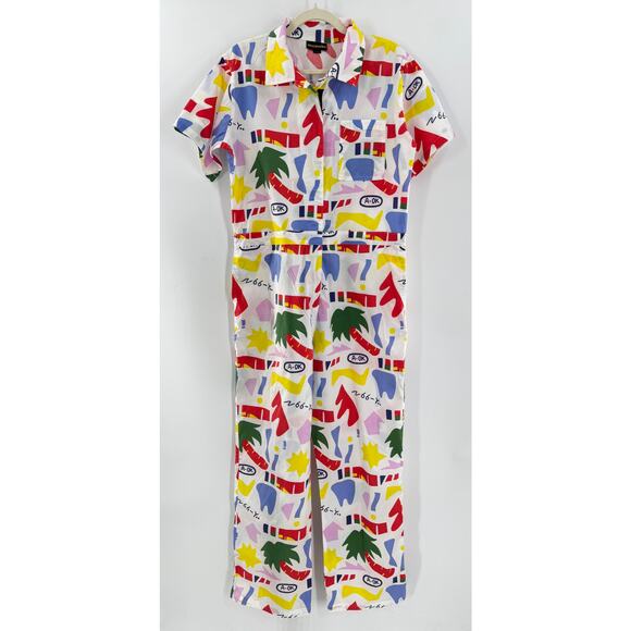 Nooworks White A-OK Coveralls Jumpsuit Pantsuit XL Whimsical Onesie